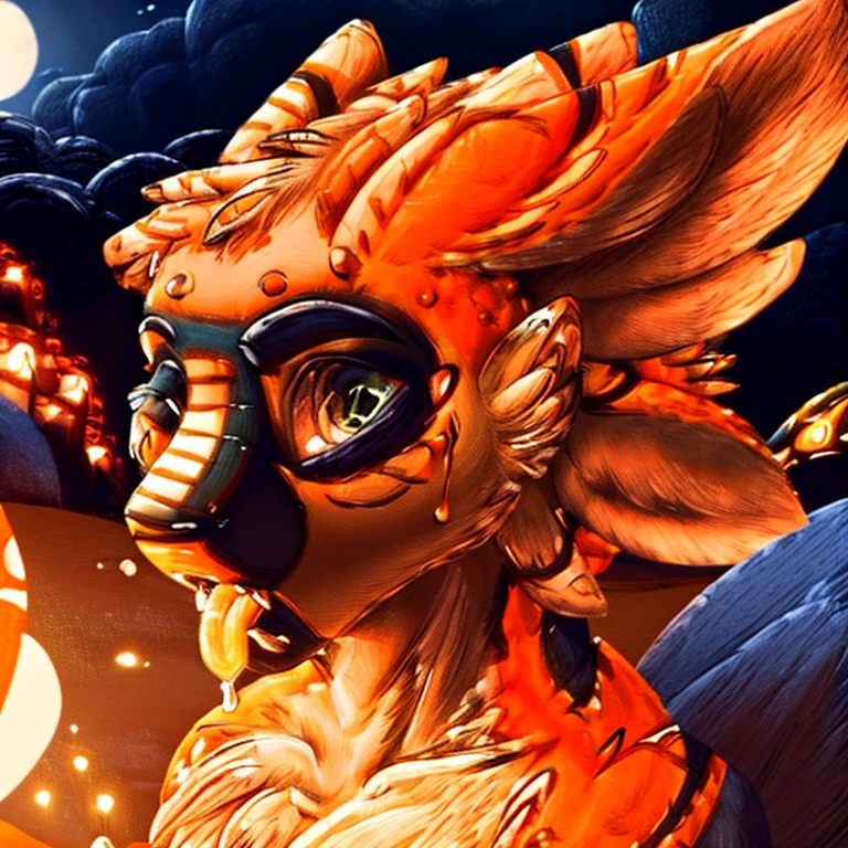Ultra high resolution, extremely detailed raw photograph, close-up, (half transformation), human Avali shiny smooth polyvinyl pooltoy fursuit hybridization metamorphosis, on beach at night, (half human), ((((dark green orange tan)))), ((liquid polyvinyl goo partial encasement)), human Avali pooltoy fursuit hybrid, zipper, plastic handlebars, air valve nozzle