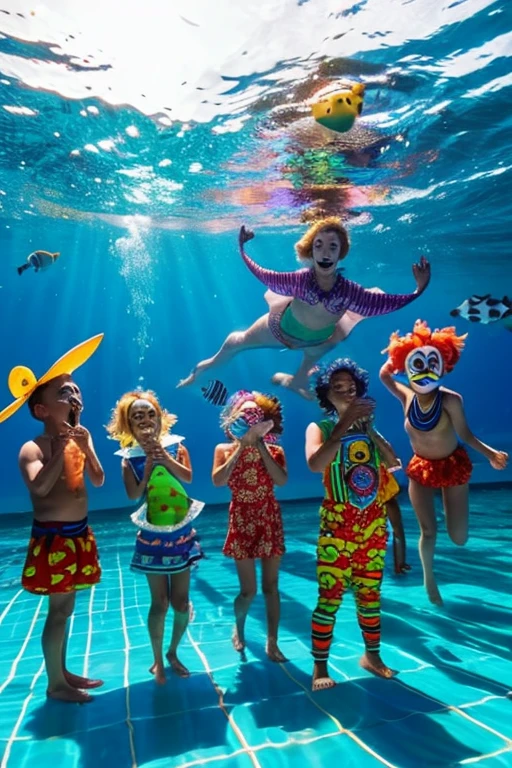 sad clown groups eating fish swimming toys.
aliens fish, turtles, fish, candy fish, toy fish'for kids in a cartoon monster costume.
a zombie spider the human from a baby
zombie dolls on the ocean