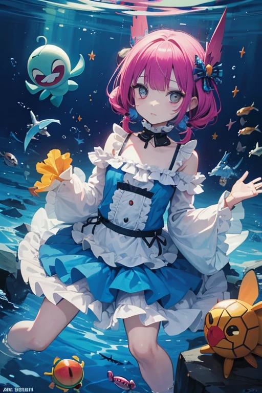 sad clown groups eating fish swimming toys.
aliens fish, turtles, fish, candy fish, toy fish'for kids in a cartoon monster costume.
a zombie spider the human from a baby
zombie dolls on the ocean