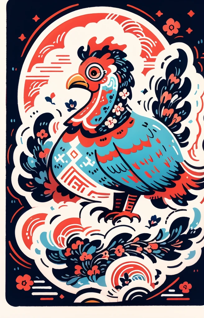 STYLE: kids illustration | SUBJECT: a playful prized black Rooster | AESTHETIC: super kawaii, bold outlines | COLOR PALETTE: pastel | IN THE STYLE OF: Sanrio