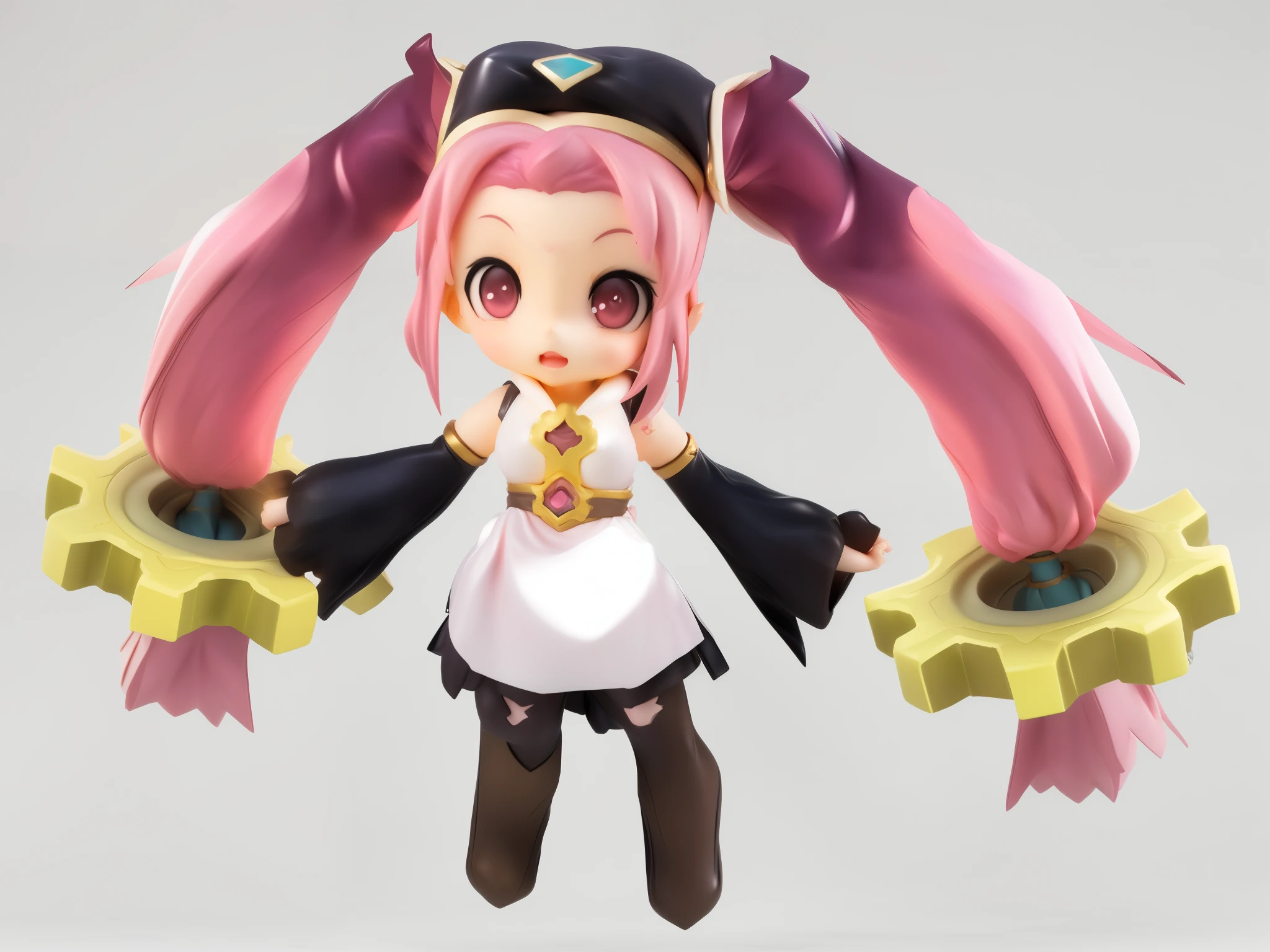 masterpiece、highest quality、High resolution、4k、1 beautiful girl、girl、splatoon inkling, tentacle hair、ink bomb、(((whole body)))、silver tentacle hair、ponytail tentacle hair、Large pink ribbon、sharp outline、golden eyes、Big eyes、cute eyes、open mouth smile、cheek、Lipstick、slender body、super big breasts、cleavage、pointed earicro mini skirt、Large accessories、outdoor、sexy dynamic pose、figure、Mecha
