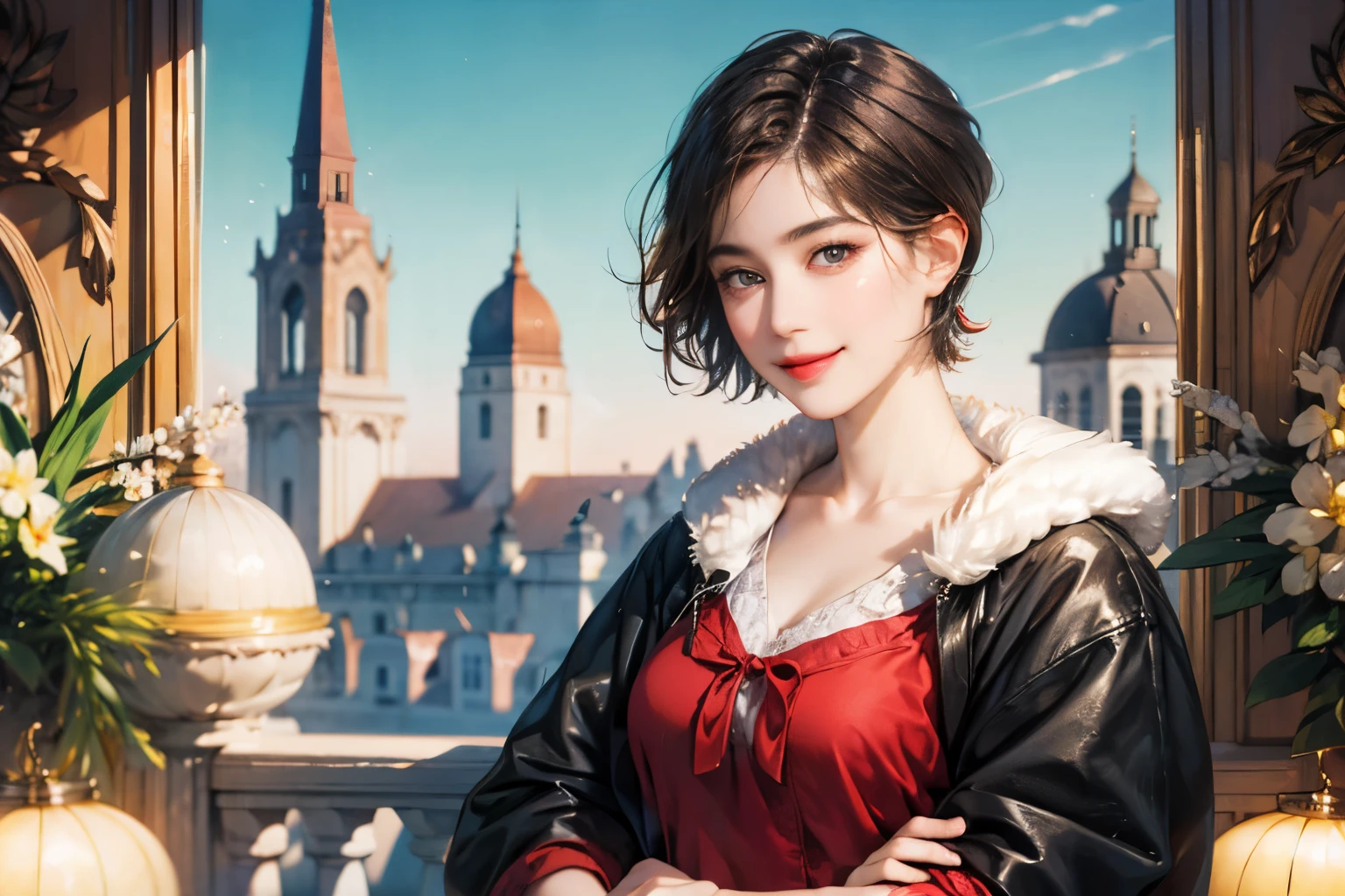 143
(20 year old woman), (surreal), (High level image quality), ((beautiful hairstyle 46)), ((short hair:1.46)), (gentle smile), (breasted:1.1), (lipsticks)