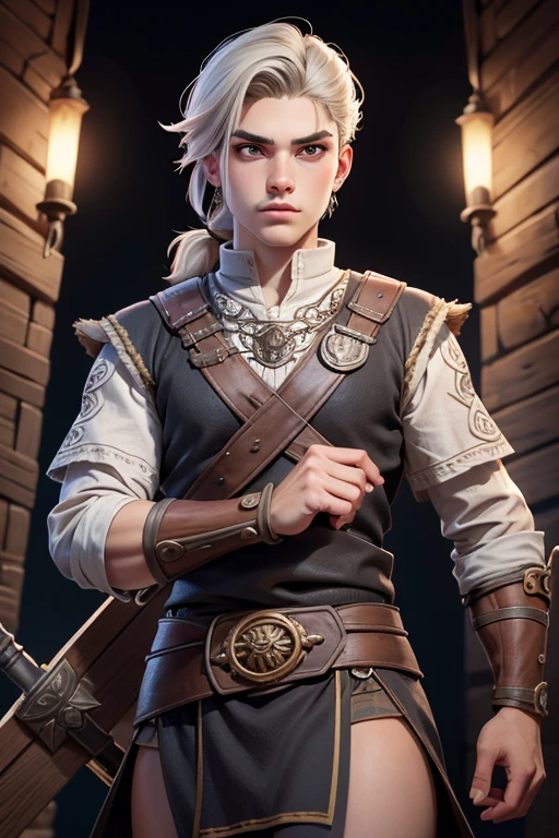 Joven, vikingo, cultura vikinga, con arcos en las manos, adiestramiento, Estilo Juego de Tronos, medieval, Pelo corto con flequillo, machista, male, (((joven))).