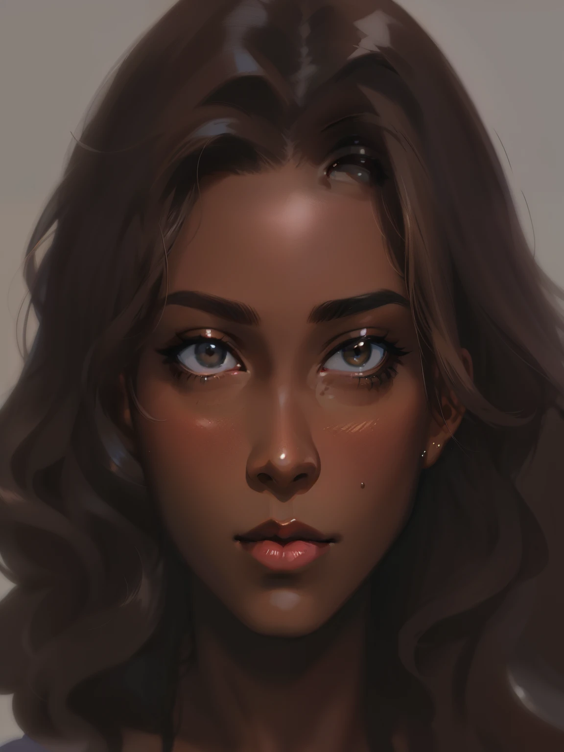 a black face、Closeup of brown haired woman, she has olive brown skin, dark black skin tone, dark black skin, dark skin tone, dark skin, 深brown skin, brown skin, beautiful realistic face, dark skin, realistic skin tones, very 深brown skin!, beautiful and real faces, beautiful and real face, true skin color