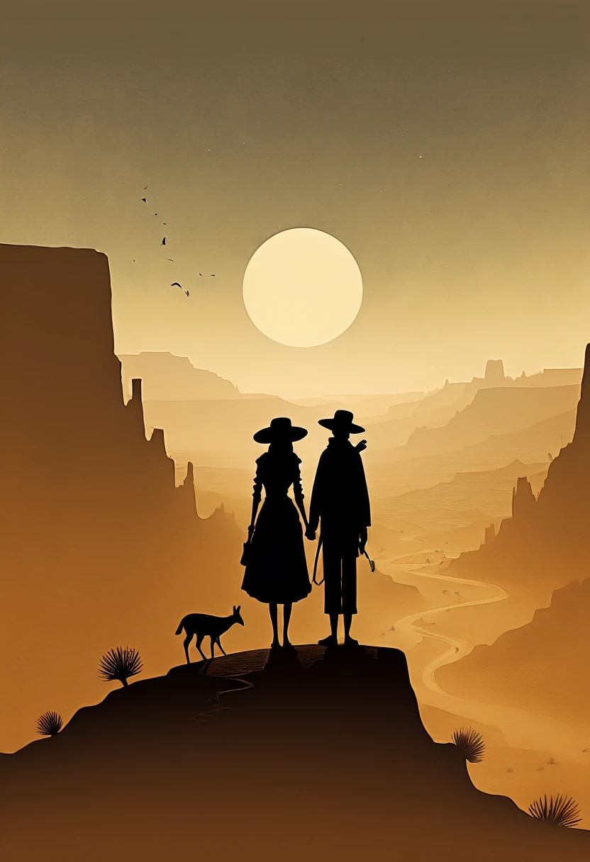 Silhouette Art, by Sam Toft, Desert Canyon, enhance, intricate, (best quality, masterpiece, Representative work, official art, Professional, unity 8k wallpaper:1.3)