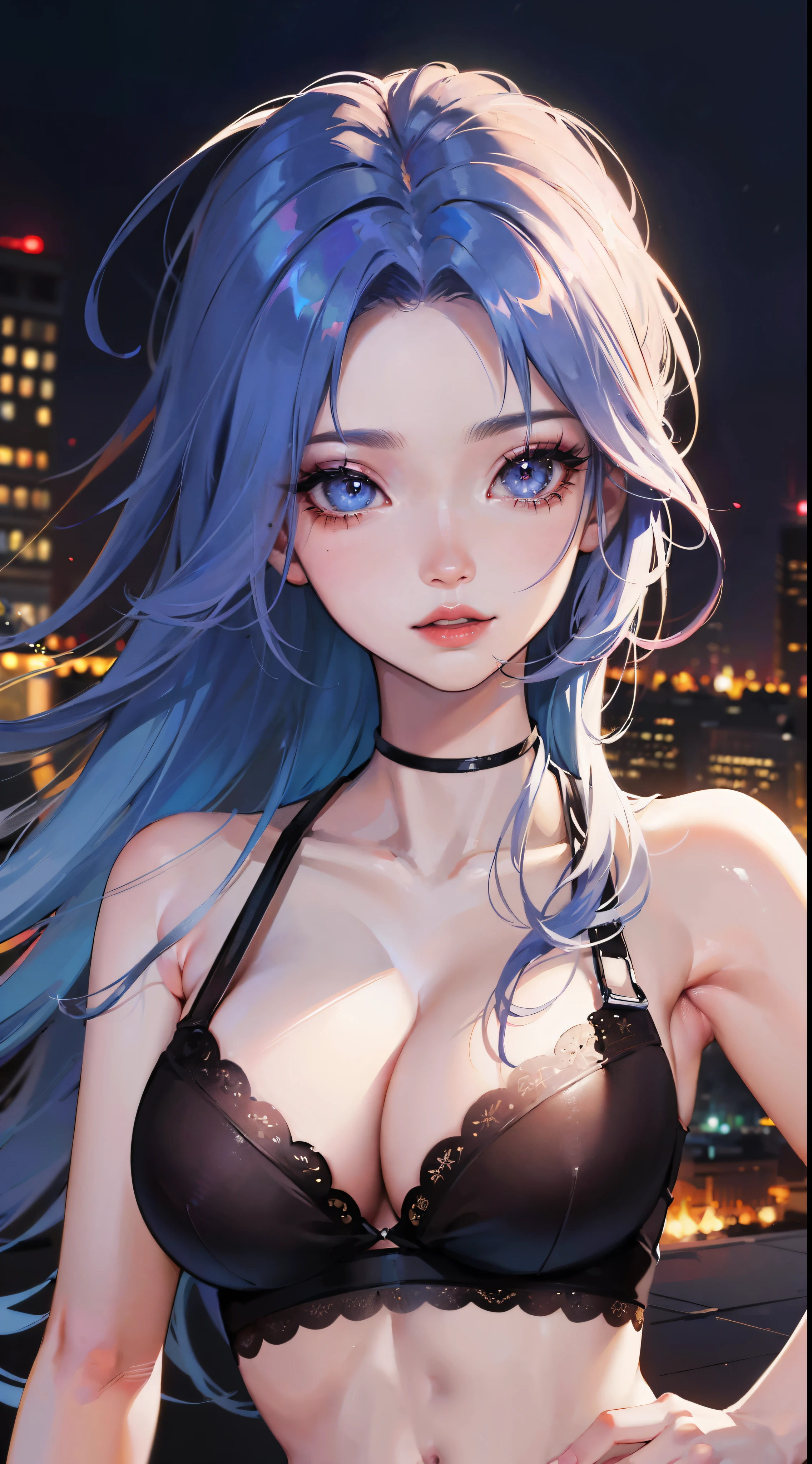 Jinx, Fleshy thighs, Instagram pose, dynamic angle, Tank top, Nipples, C cup, Happy expression, (entire body image:1.5), (8K, Best quality, A high resolution:1.35), (RAW photo:1.2), (Photorealsitic:1.37), (Masterpiece: 1.25), perspired: 0.2, Dramatic lighting, photon maping, Cyberpunk, symmetry, Complexity, Elegance, ((1 girl)), Large of breast, (Long eyelashes), detailed eyelashes, eye shadows, glowing eyes, Natural makeup, Clear facial features, curvy build, (Exposed cleavage), (Showing stomach), ((Fine detailed beautiful eyes: 1.2)), Bad girl, Erotic, Street background, Night City, ((Night)), show armpits