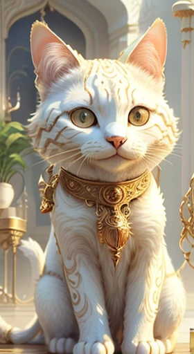 Ivory Gold AI Psychedelic Magic,cats，neat and clean，smile，interesting