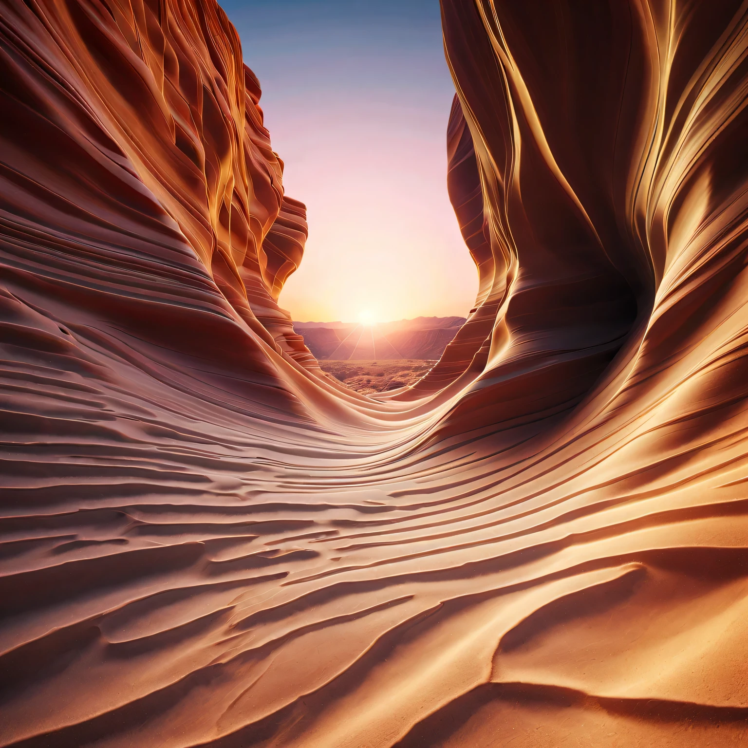 narrow canyon in the middle of desert at sunrise, in the style of photo realistic landscapes, stone sculptures, cabincore, stone, in the style of photo realistic landscapes, cabincore, tumblewave,decorative backgrounds, photo realistic landscapes, large canvas format, 32k uhd, photo, imaginative landscapeest quality at best,4K,8K,a high resolution,tmasterpiece:1.2),ultra-detailed,(actual,realistically,realistically:1.37),