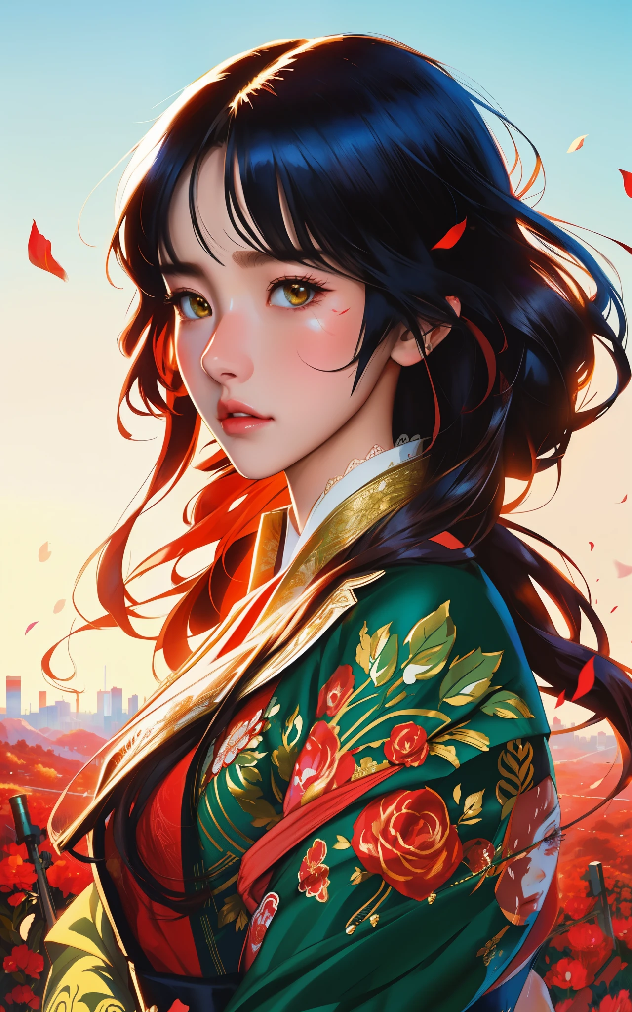 pace girl| standing alone on hill| centered| detailed gorgeous face| anime style| key visual| intricate detail| highly detailed| breathtaking| vibrant| panoramic| cinematic| Carne Griffiths| Conrad Roset| ghibli