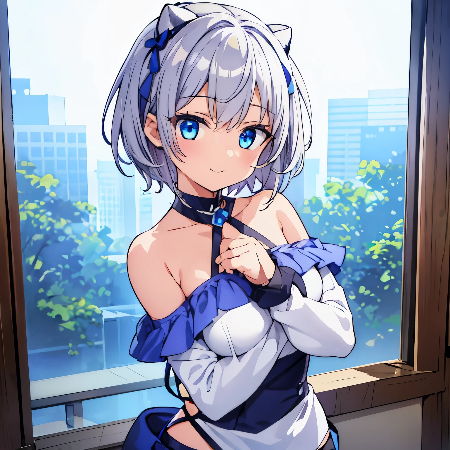 (Highest、Highestの品質、highly detailed beautiful eyes)、Highestの照明、perfect lighting、look at the audience、(1 girl、alone、dynamic angle)、blue eyes, (shining eyes、face、bangs、ponytail、long hair)、Teresa Testarossa、(bunny suit:1.3), white cufflinks, Fishnet tights, Braid、blush、(Highestの笑face:1.3)、indoor, cowboy shot, free pose