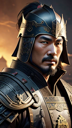 oriental、man in ancient chinese armor、Ancient Chinese man wearing a leather helmet、three kingdom、multiple warlords、highest quality、masterpiece、Super high resolution、(photorealistic:1.4)、Game Posters、Clear and beautiful image quality、