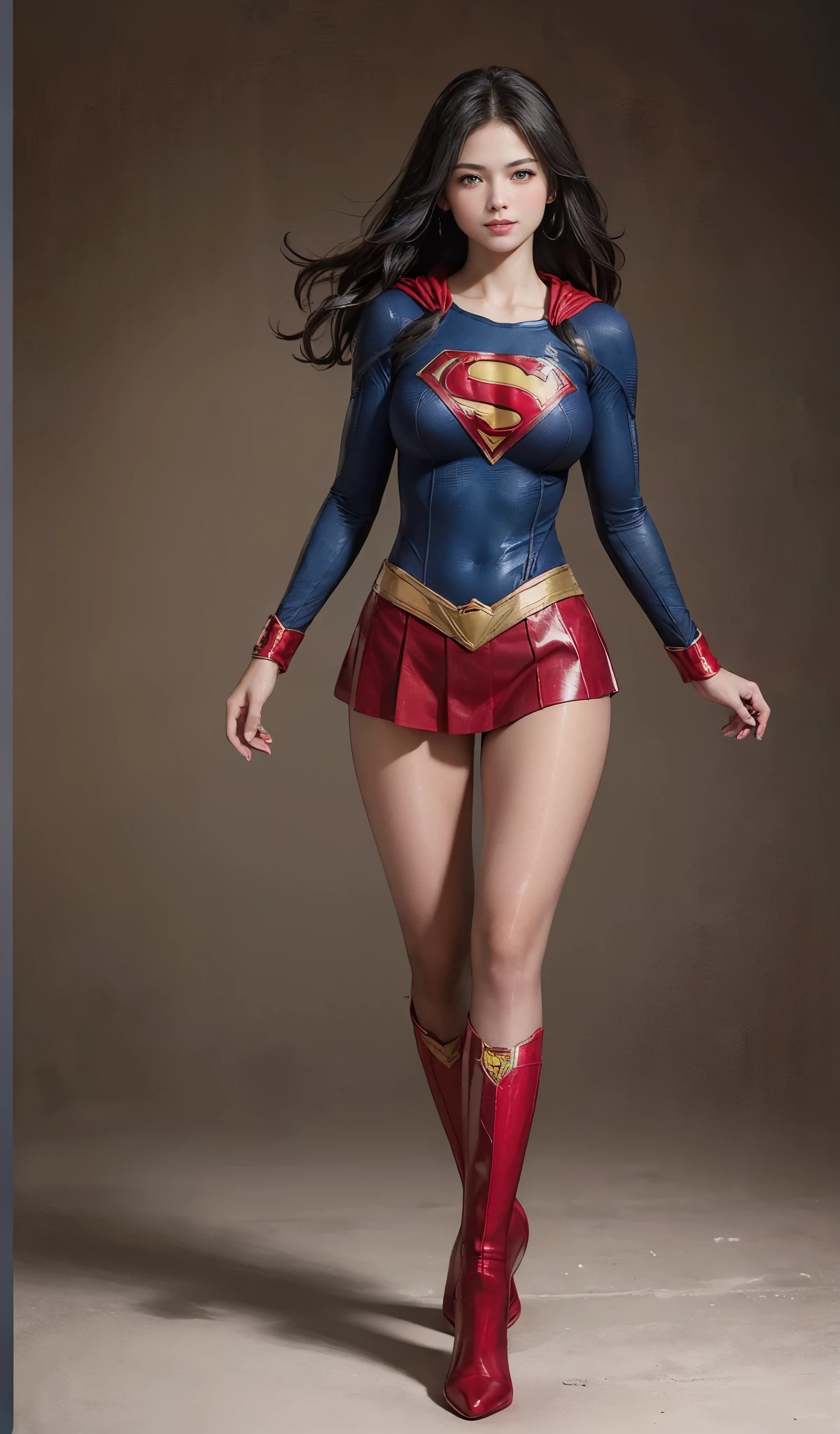 no background、no background、Fitted Supergirl costume、Hairstyle is short、Body Fit Costumes、draw the whole body、(((Wear black tights on your beautiful legs.)))、(((stretch your legs、tall、Legally express the beauty of your smile)))、((((Make the most of the original image)))、(((Supergirl Costume)))、(((beautiful hair)))、(((Suffering)))、(((Feet must necessarily be worn with black tights)))、(((You need to wear red boots)))、((Highest image quality、8K))、((highest quality、8K、masterpiece:1.3))、(((Keep Background )))、clear focus:1.2、beautiful woman with perfect figure:1.4、slender abs:1.2、wet body:1.5、Highly detailed face and skin texture、8K