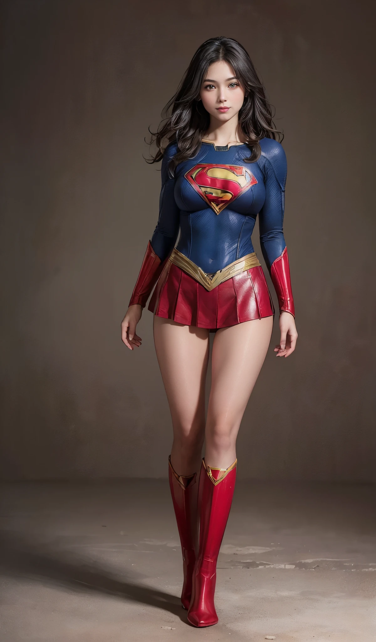 no background、no background、Fitted Supergirl costume、Hairstyle is short、Body Fit Costumes、draw the whole body、(((Wear black tights on your beautiful legs.)))、(((stretch your legs、tall、Legally express the beauty of your smile)))、((((Make the most of the original image)))、(((Supergirl Costume)))、(((beautiful hair)))、(((Suffering)))、(((Feet must necessarily be worn with black tights)))、(((You need to wear red boots)))、((Highest image quality、8K))、((highest quality、8K、masterpiece:1.3))、(((Keep Background )))、clear focus:1.2、beautiful woman with perfect figure:1.4、slender abs:1.2、wet body:1.5、Highly detailed face and skin texture、8K