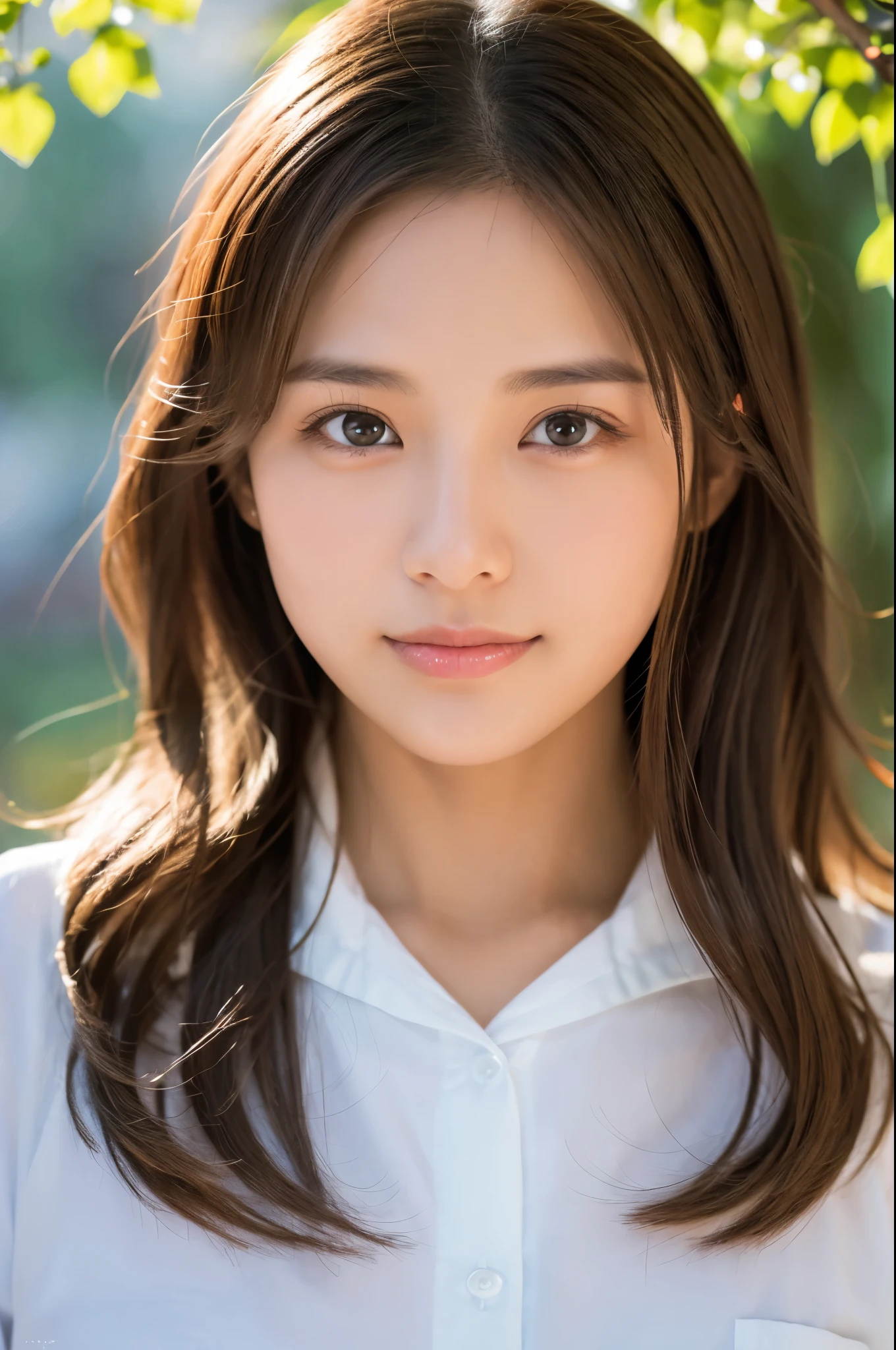 young japanese woman, 30s, background white, simple背景, white-brown hair, slender, 4K, 8K, high quality, Beauty products, beautiful eyes, simple, high resolution,1 person,beautiful skin,beautiful skin