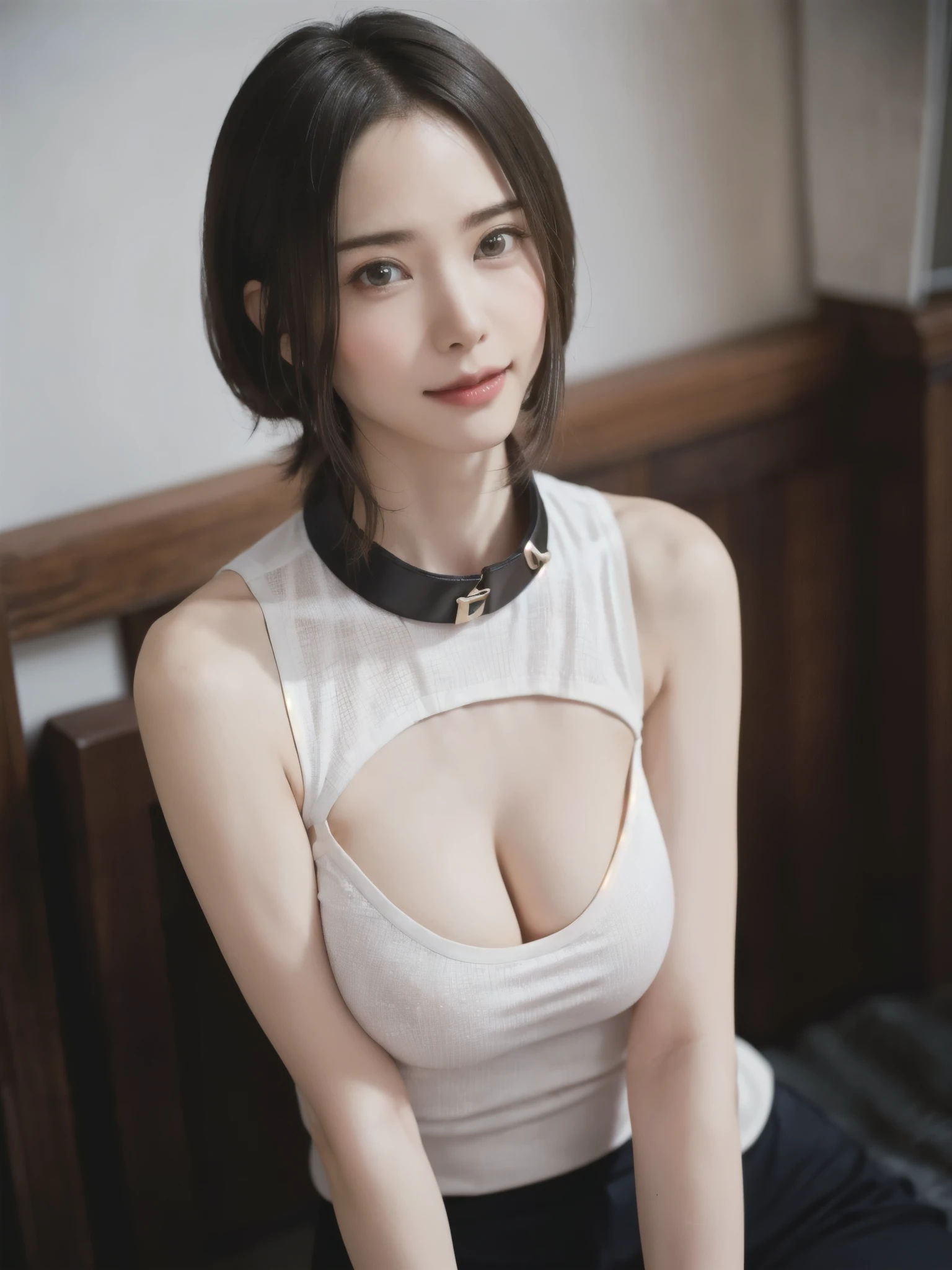 (pieces fly, highest quality、High resolution:1.4、very attractive beauty、Adds intense highlights to the eyes、Please look closely at the camera:1.4、Beautiful woman full of charm、Ideal ratio body proportions、perfect anatomy、brunette short bob hair、shiny hair、bangs:1.4、光沢のあるbangs:1.4、lip gloss),1 girl, Report, light brown shiny hair, scarf,genuine, look at the audience、Please tilt your head slightly, bright colored crystal light blue eyes, shiny short hair、 White turtleneck costume with a hole in the center of the chest,Sexy white turtleneck knit sweater with a round hole in the middle of the chest、 lips, lip gloss, Upper body、Big eyes、eyelashes are a little red、I'It's embarassing)、((italian road in winter))、((short hair with Big eyess、Give students very powerful highlights、{huge|big breasts|hugeな|mega} generally small breasts:1.6、very big breastsger generally small breasts、look at the audience、very beautiful beauty、stick out ears、long neck、smile、smile、happy、beautiful teeth、口を開いてsmile、heart-shaped pupil))、28 years old、very cute super model、