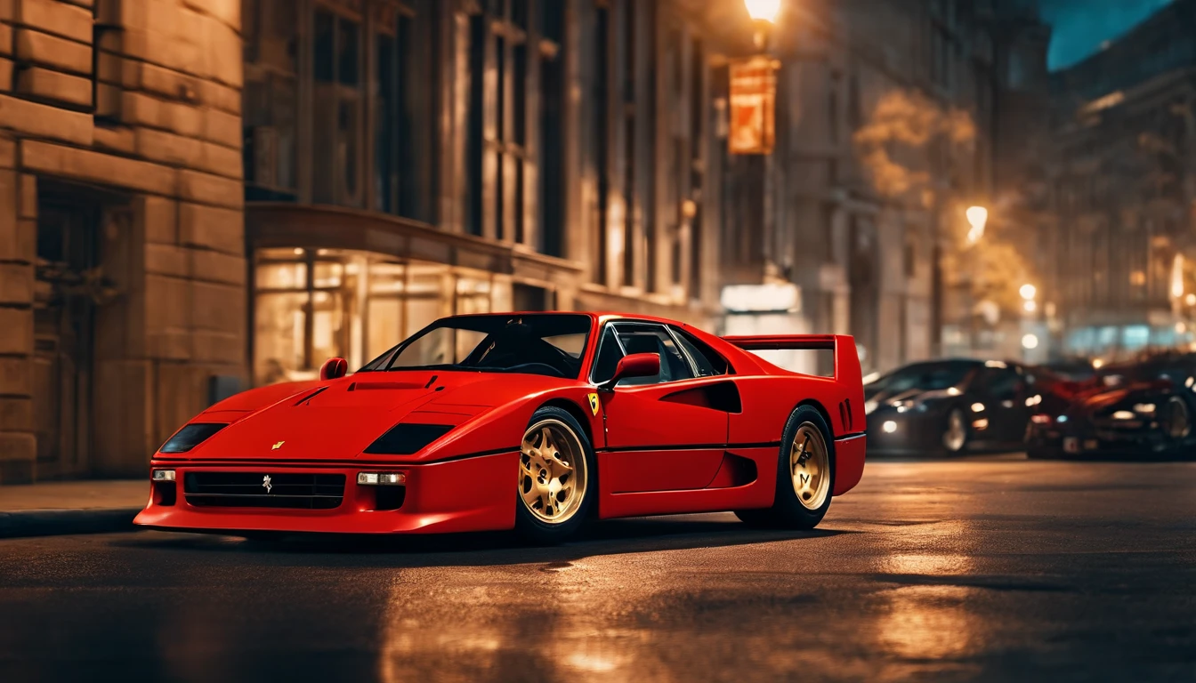 a close up of a ferrari f40 car red parked on a city street, wallpaper mobile, cinematic poster, phone wallpaper, like matrix, motivational poster,black color lamborghini car, money raining from the sky,cinematic 4 k wallpaper, cinematic 4k wallpaper, matrix lut, poster!!!, gta v poster style, automotive photography, cinematic matte illustration, matte digital illustration, amazing wallpaper, matte painting movie poster, gta loading screen art, desktop wallpaper 4k 16:9
