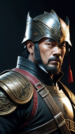 oriental、man in ancient chinese armor、Ancient Chinese man wearing a leather helmet、three kingdom、multiple warlords、highest quality、masterpiece、Super high resolution、(photorealistic:1.4)、Game Posters、Clear and beautiful image quality、