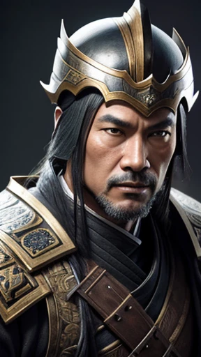 oriental、man in ancient chinese armor、Ancient Chinese man wearing a leather helmet、three kingdom、multiple warlords、highest quality、masterpiece、Super high resolution、(photorealistic:1.4)、Game Posters、Clear and beautiful image quality、