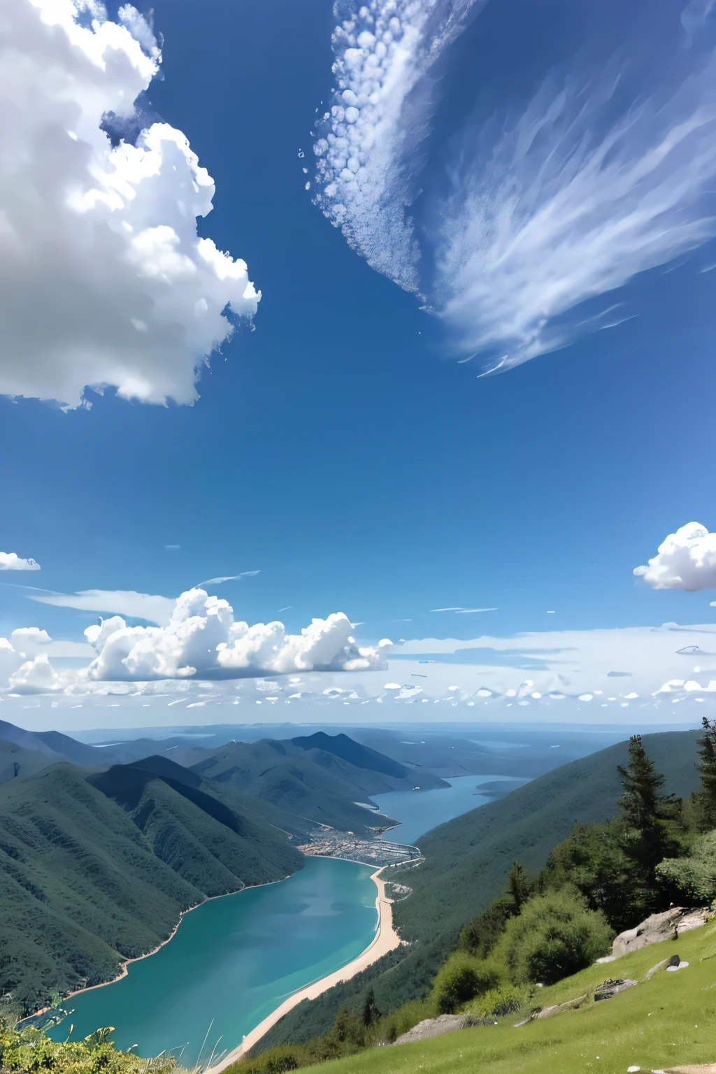 Blue sky and white cloudresh scenery,real picture,little red book style,Just the scenery