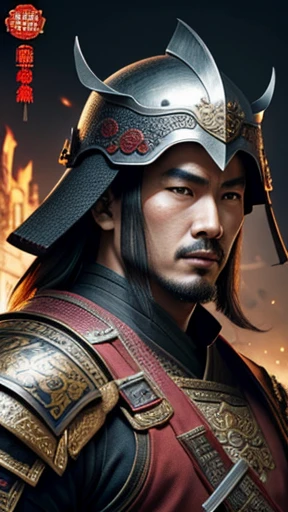 oriental、man in ancient chinese armor、Ancient Chinese man wearing a leather helmet、three kingdom、multiple warlords、highest quality、masterpiece、ultra high resolution、(realistic:1.4)、Game Posters、Clear and beautiful image quality、