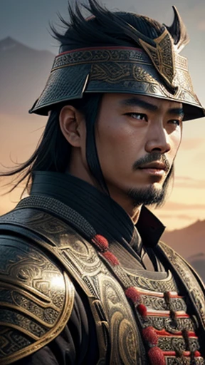 oriental、man in ancient chinese armor、Ancient Chinese man wearing a leather helmet、three kingdom、multiple warlords、highest quality、masterpiece、ultra high resolution、(realistic:1.4)、Game Posters、Clear and beautiful image quality、