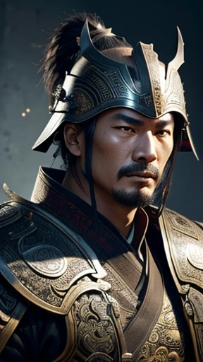 oriental、man in ancient chinese armor、Ancient Chinese man wearing a leather helmet、three kingdom、multiple warlords、highest quality、masterpiece、ultra high resolution、(realistic:1.4)、Game Posters、Clear and beautiful image quality、