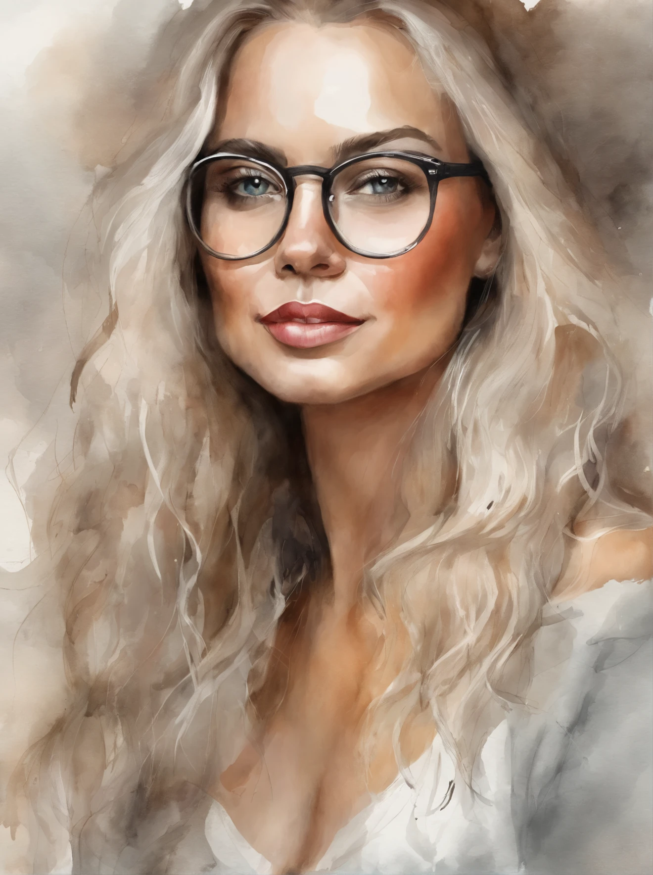 painting of a woman with glasses and long white hairs, girl with glasses, detailed color portrait, high quality portrait, portrait illustration, digital illustration portrait, epic portrait illustration, detailed beautiful portrait, realistic female portrait, detailed illustration portrait, detailed beauty portrait, style digital painting, in style of digital illustration, oil painting of realistic woman, digital art of an elegant