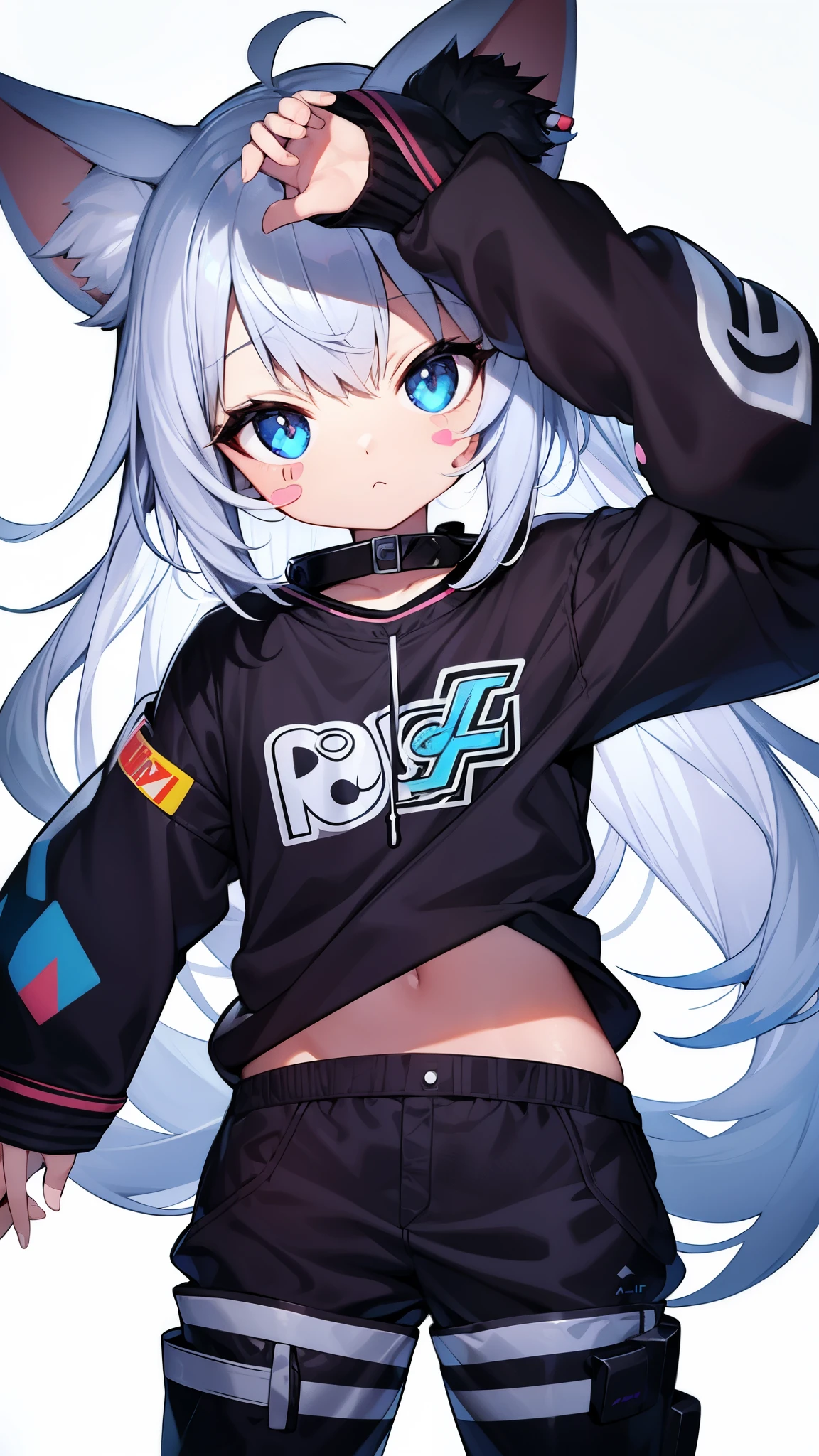 ((stickers)),white background, background,concept art,sots art, A cute Kawaii tiny hyper realistic baby wolf, wearing hip hop clothes,   cinematic lighting