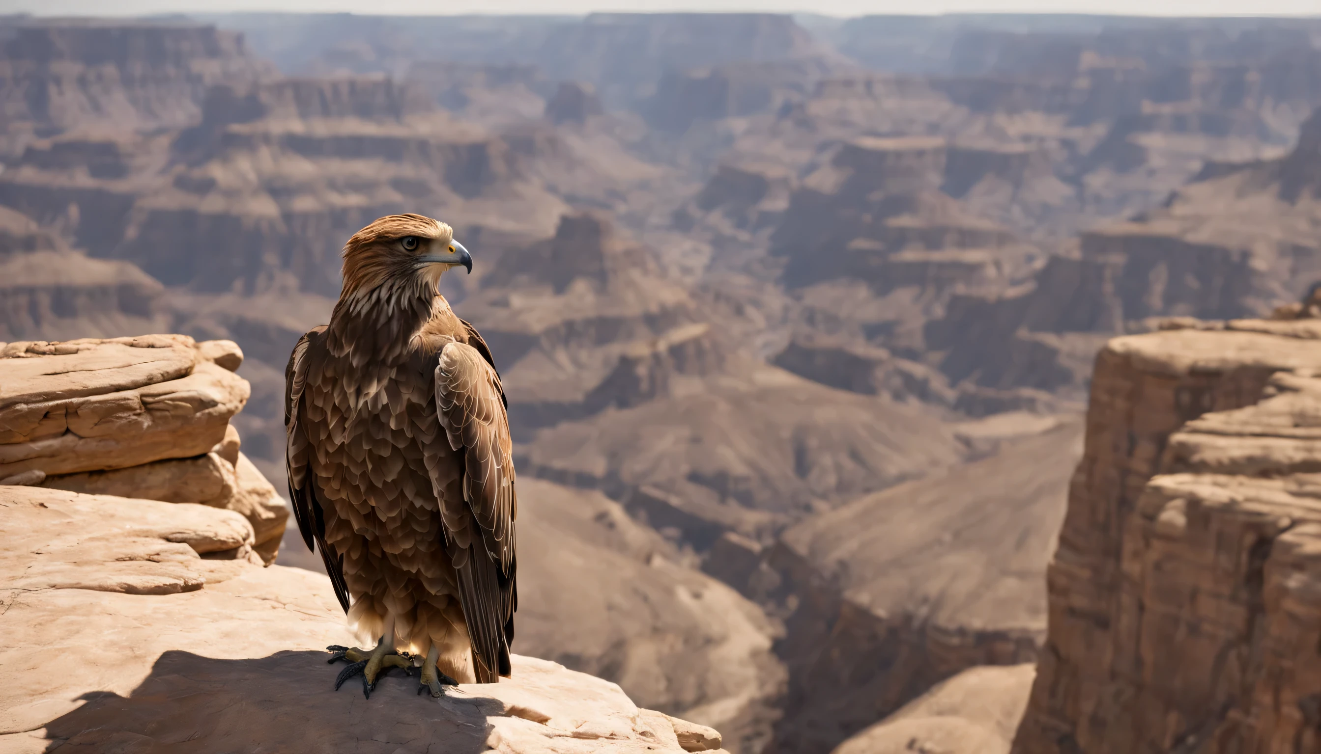 Desert Canyon, hawk on the top of the rock, (best composition), (Masterpiece), (Best Quality), (Ultra high Detailes)