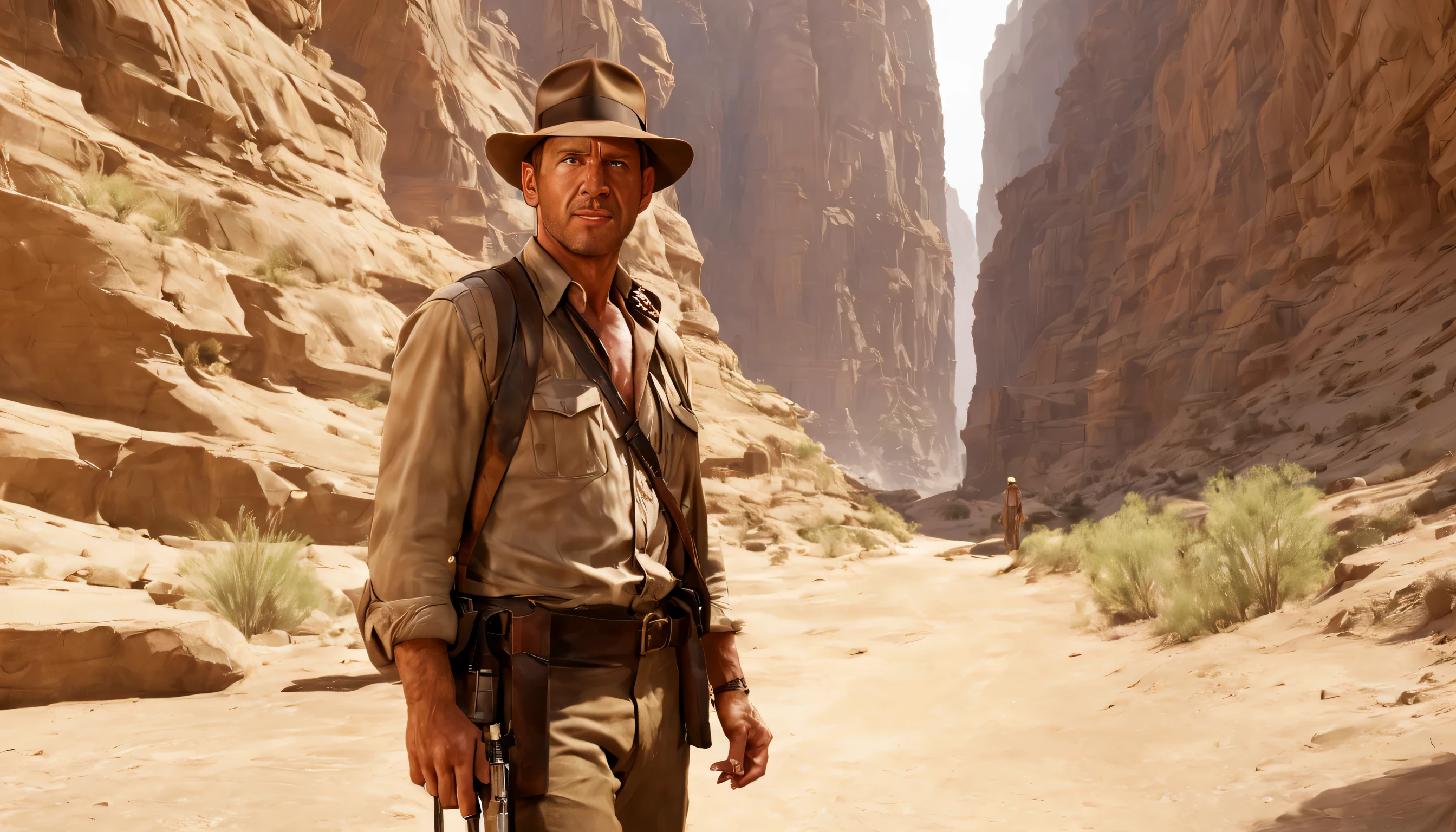 Desert Canyon, hawk on the top of the rock, (best composition), (Masterpiece), (Best Quality), (Ultra high Detailes)