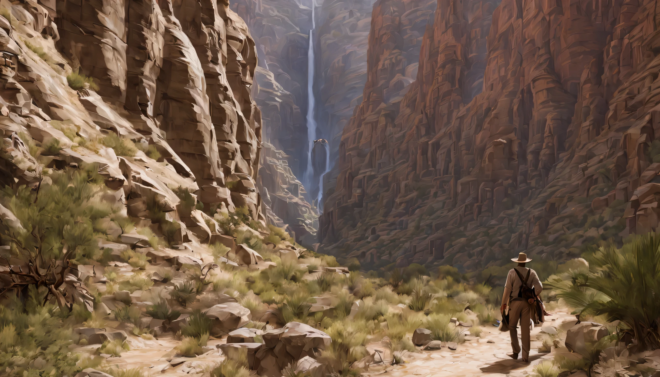 Desert Canyon, hawk on the top of the rock, (best composition), (Masterpiece), (Best Quality), (Ultra high Detailes)