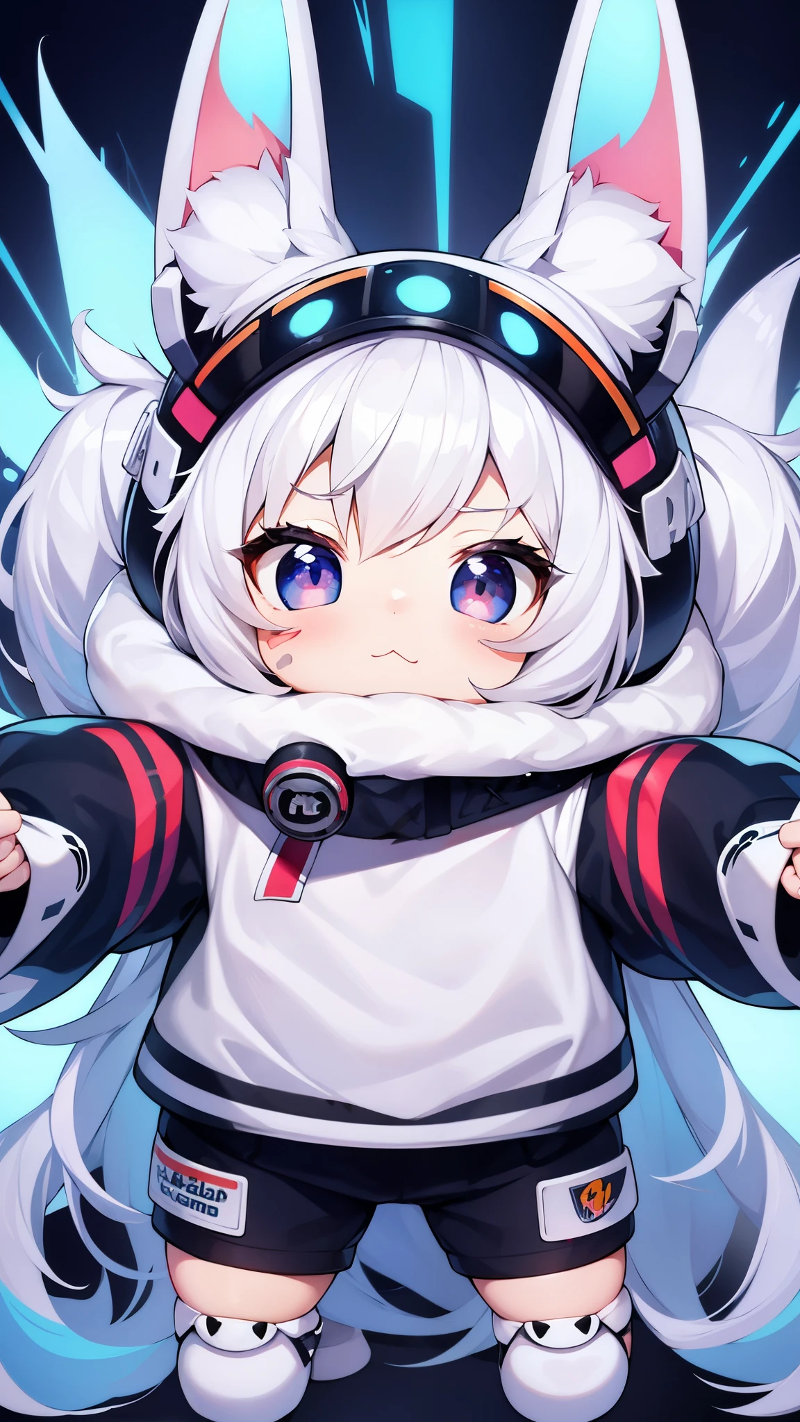 ((stickers)),white background, background,concept art,sots art, A cute Kawaii tiny hyper realistic baby wolf, wearing hip hop clothes,   cinematic lighting