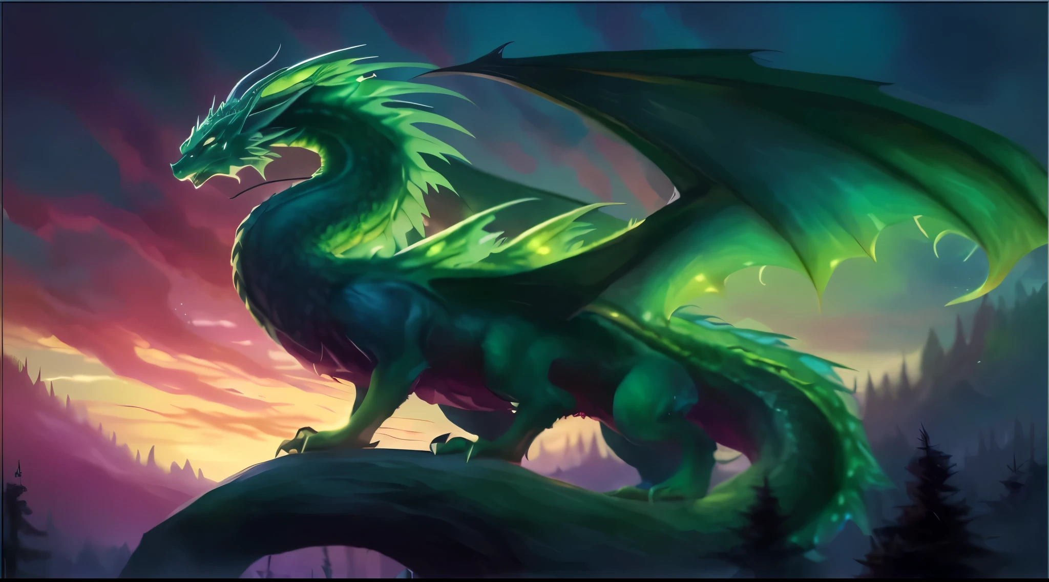 a green dragon with a long tail standing on a tree branch, green dragon, legendary dragon, epic dragon, phoenix dragon, avatar image, large green dragon, massive green dragon!!!, furry fluffy iridescent dragon, dragon in the background, d&d commision art dragon, soft delicate draconic features, dragon mawshot art, lung dragon, dragon art