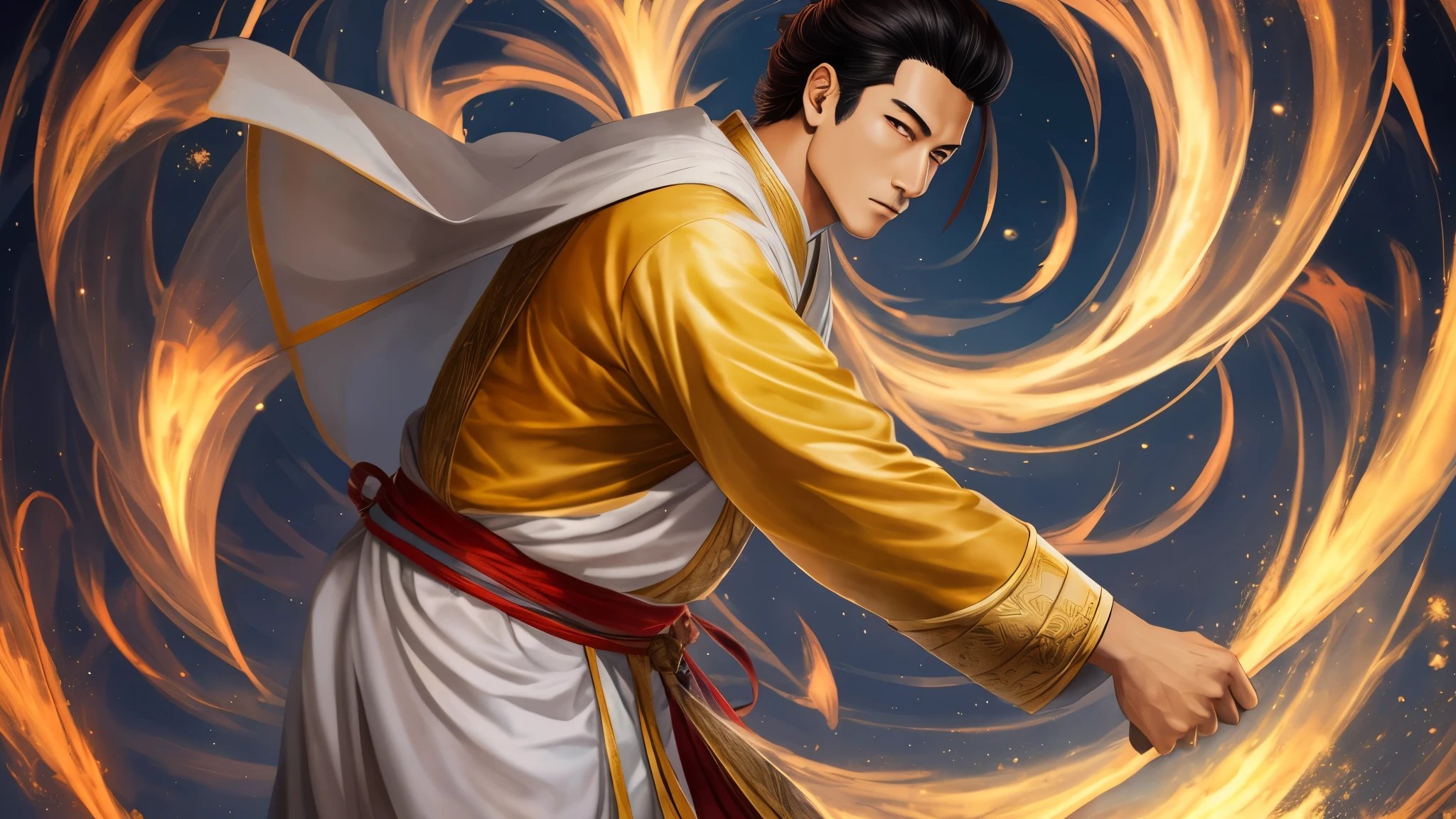 Watercolor painting, Feng Shiyu, male, 28 years old, from the Song Dynasty of China, big eyes, wearing white clothes, 28 years old. At night, he was chased into the underworld by ghosts. Feng Shiyu was very scared, and he knelt down and begged for mercy. Liu Yi style. 32k ultra high definition, high quality image, clear picture quality . --auto --s2