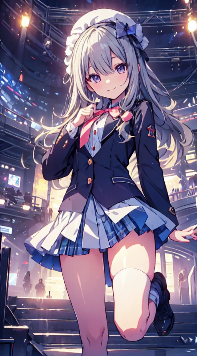 best quality, ultra detailed, absurdres, HDR,1loli、♡、Thighs、Strike a pose with a cheerful smile、uniform