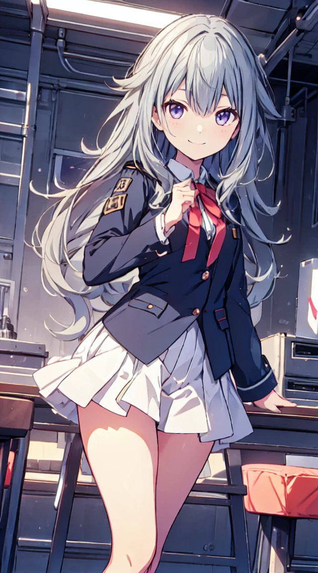 best quality, ultra detailed, absurdres, HDR,1loli、♡、Thighs、Strike a pose with a cheerful smile、uniform