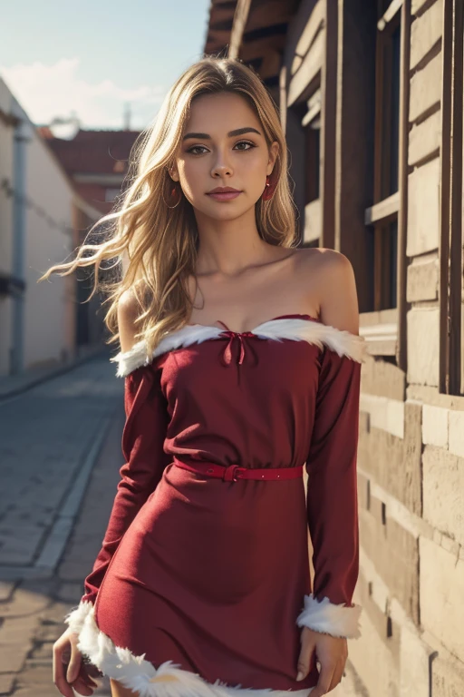 (La mejor calidad, 4k, 8k, Altas Resoluciones, obra maestra:1.2), ultra detallado, Cara detallada, Labios y ojos detallados..........., lindo maquillaje , aspecto atractivo, Rostro expresivo, realista,
QUEBRAR Lori Loud ,beautiful caucasian woman with shoulder length messy wavy blonde hair, 17 years old, cejas marrones, Grandes ojos azules, piel clara, Slim and athletic ,
QUEBRAR , (dynamic pose), (desnudo), cubrirse los senos con la mano, excited expression, Luz solar suave iluminando la escena, Sutil movimiento del viento en el cabello, cheerful expression, gloomy atmosphere, Suave, Natural lighting that emphasizes your features..........., Subtle shadows that add depth and dimension to the image..........., (joven) lleva un vestido rojo de navidad , Santa Claus Dress, adornos de navidad