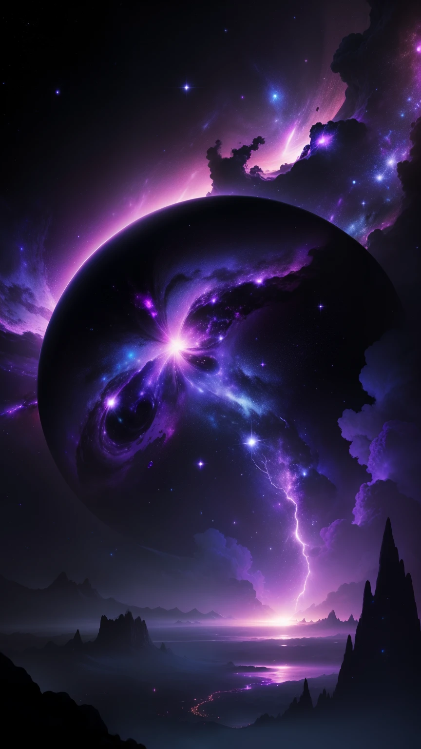 galaxies, nebulous, universe, A dark, scenery, 32:11 Ratio, Purple, Bluish, alien in the sky, starlight, dark theme, dark magic