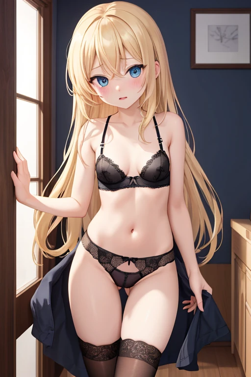 beautiful long blonde blue eyes Underwear embarrassing black lingerie small tits I'm not wearing a bra girl