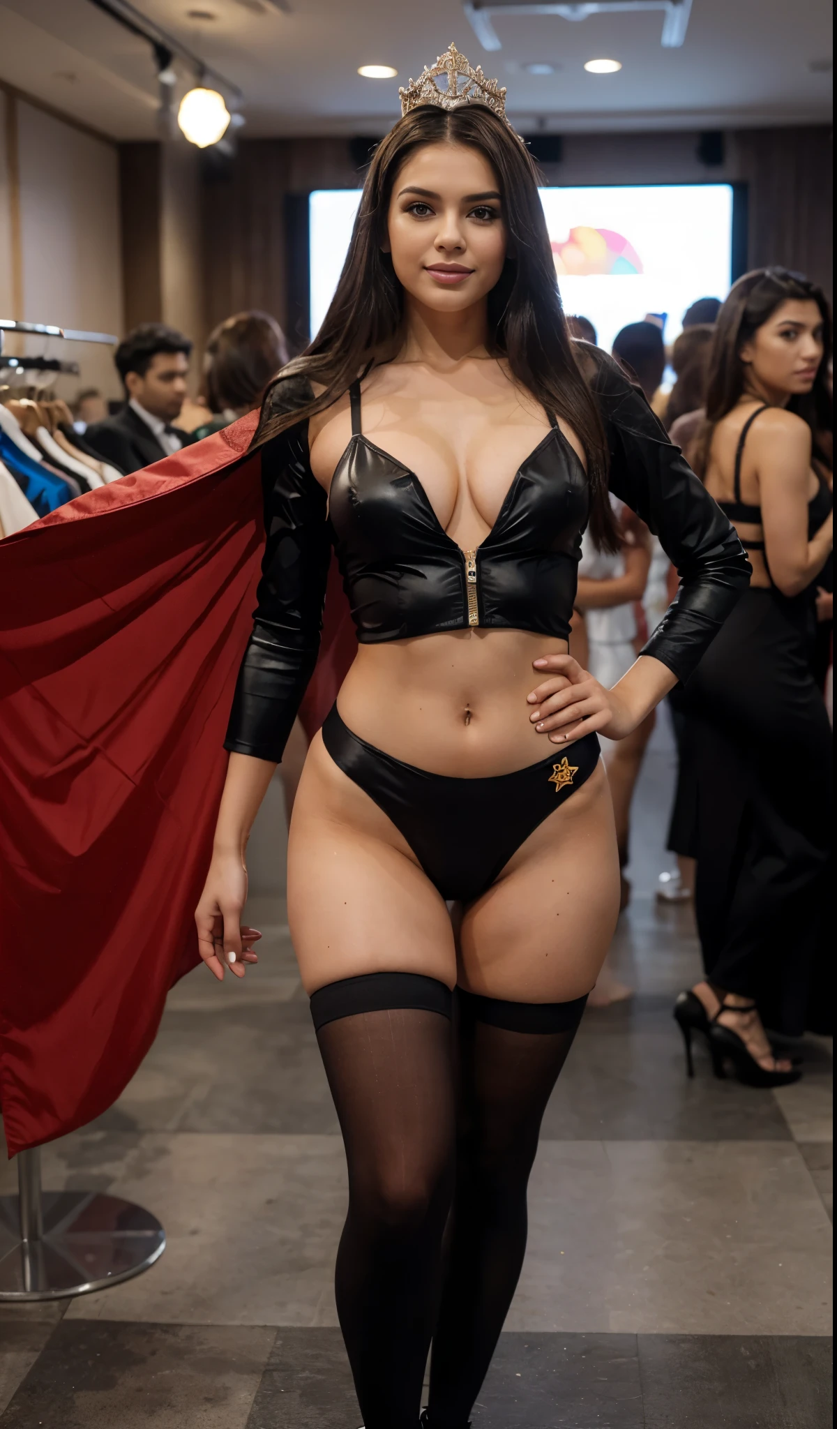 Miss World in a very thin tight costume
