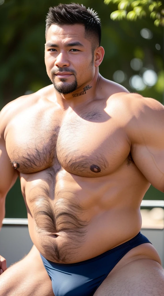 of a man,male,Muscle wrestler,muscular,Stout wrestler,Japan,Uncles,45岁middle aged男子,Short hair details,Wrestling boots,sports shoes,Show off your toned body,Panorama characters,White,,40 years old,short beard,middle aged,tattoo iingerless gloves,Wheat-colored skin,oily skin,dark skin,Show off your chest muscles,Sumo wrestler,bodybuilder,short beard,Wide sideburns,Pronounced abs,Smile,chocolate complexion,outdoor background,