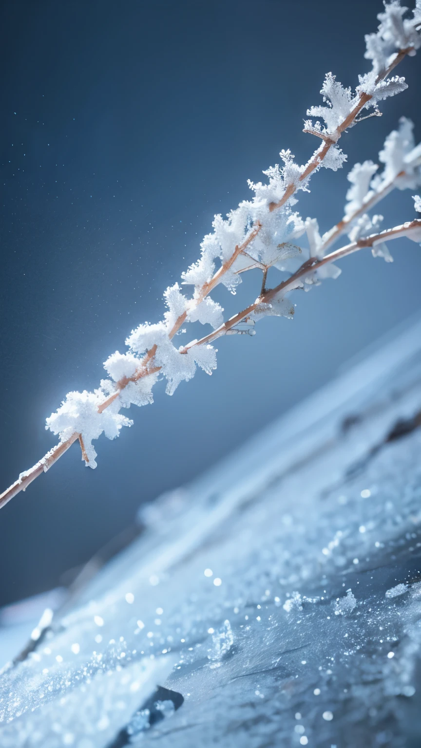 twigs frozen,Snowflakes on the back