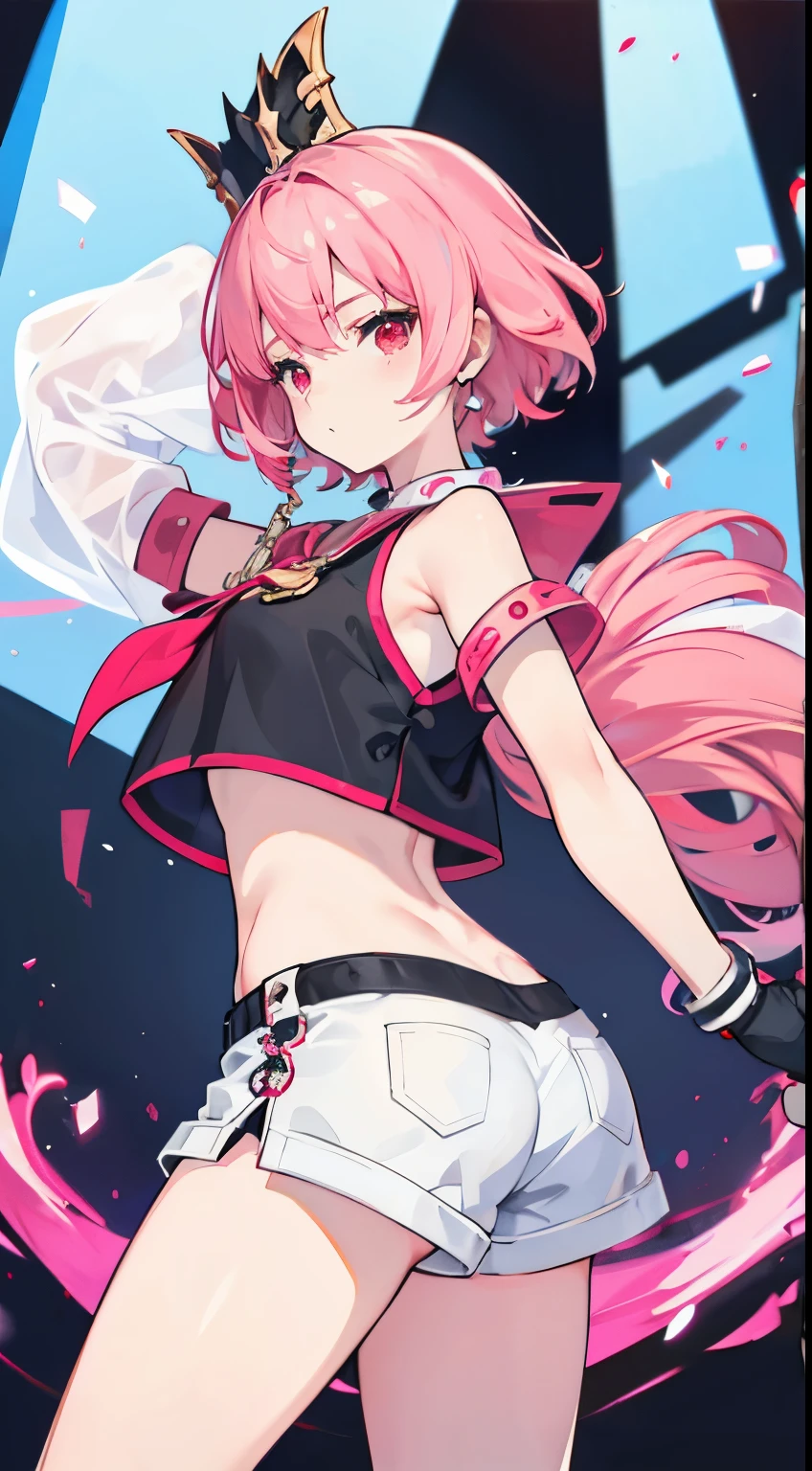 girl,whip,short crop top,hot pantoots,Queen,Shake ack view,,Cord,shackle,red eyes,No underwear,pink hair,big ass