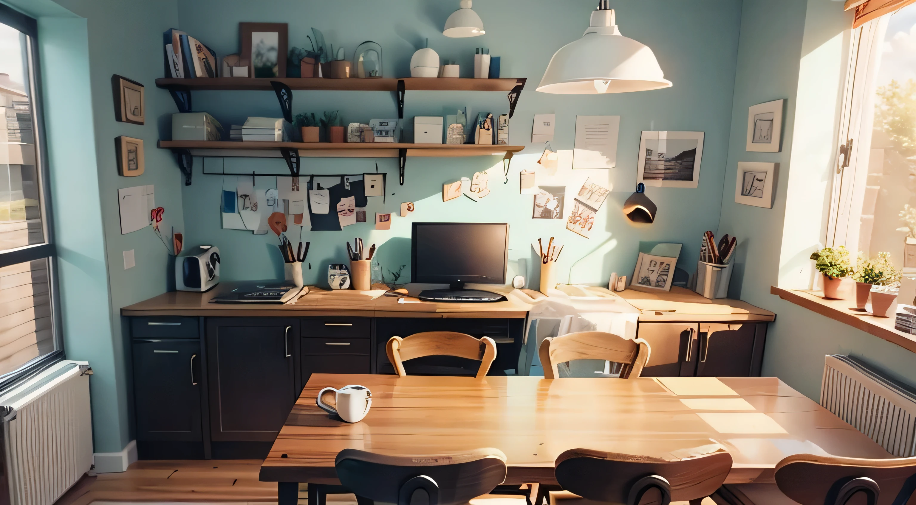 work space, cartoon style --auto --s2,