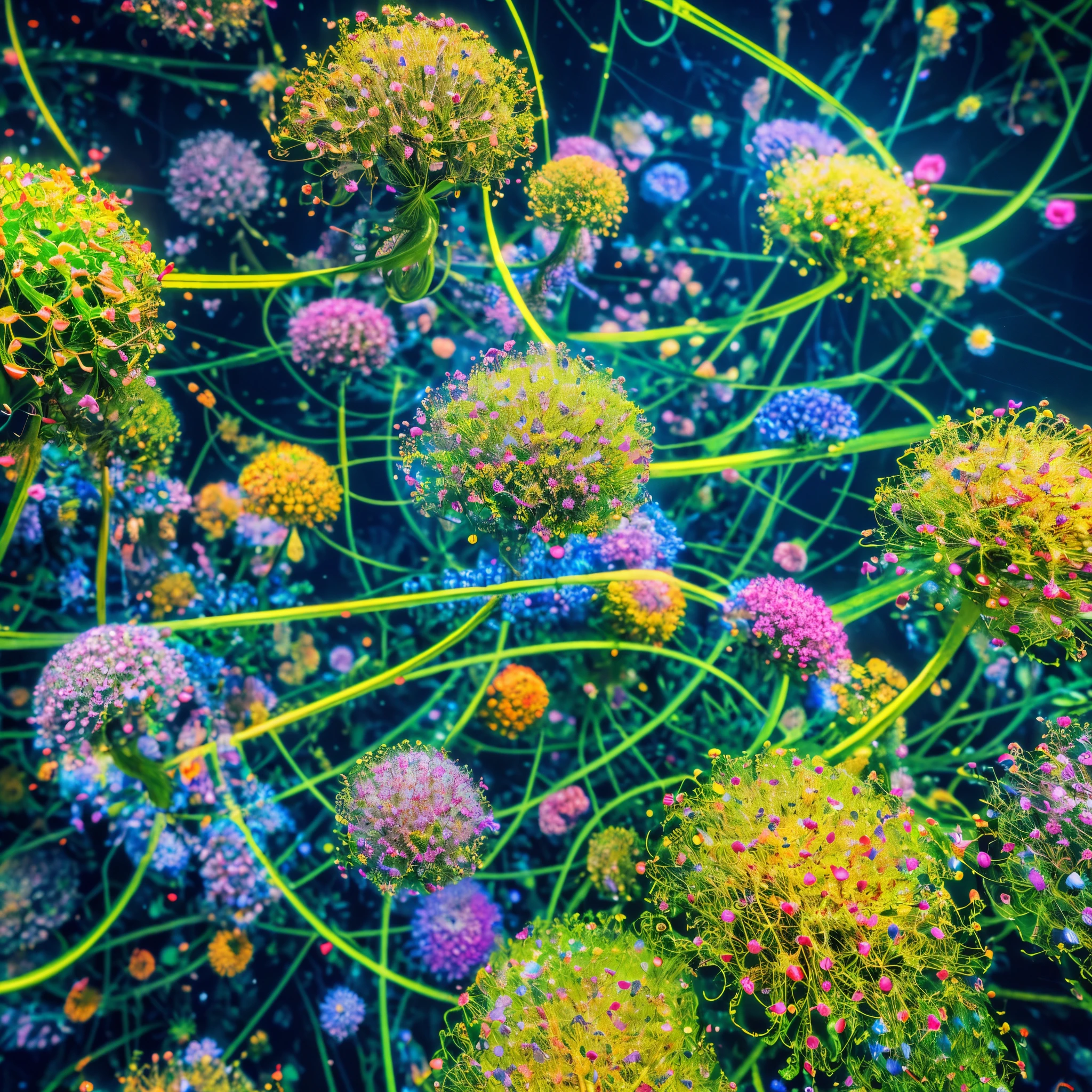 Experience the fusion of technology and nature as billions of layered massive neural networks of deep learning algorithms bloom into vibrant, generative design, ((digital and organic life forms)), generative design, digital and organic life forms, Complex System, evolutionary algorithm, Gene Expression Programming, complexity, unpredictability, uncertainty, dynamism of organisms