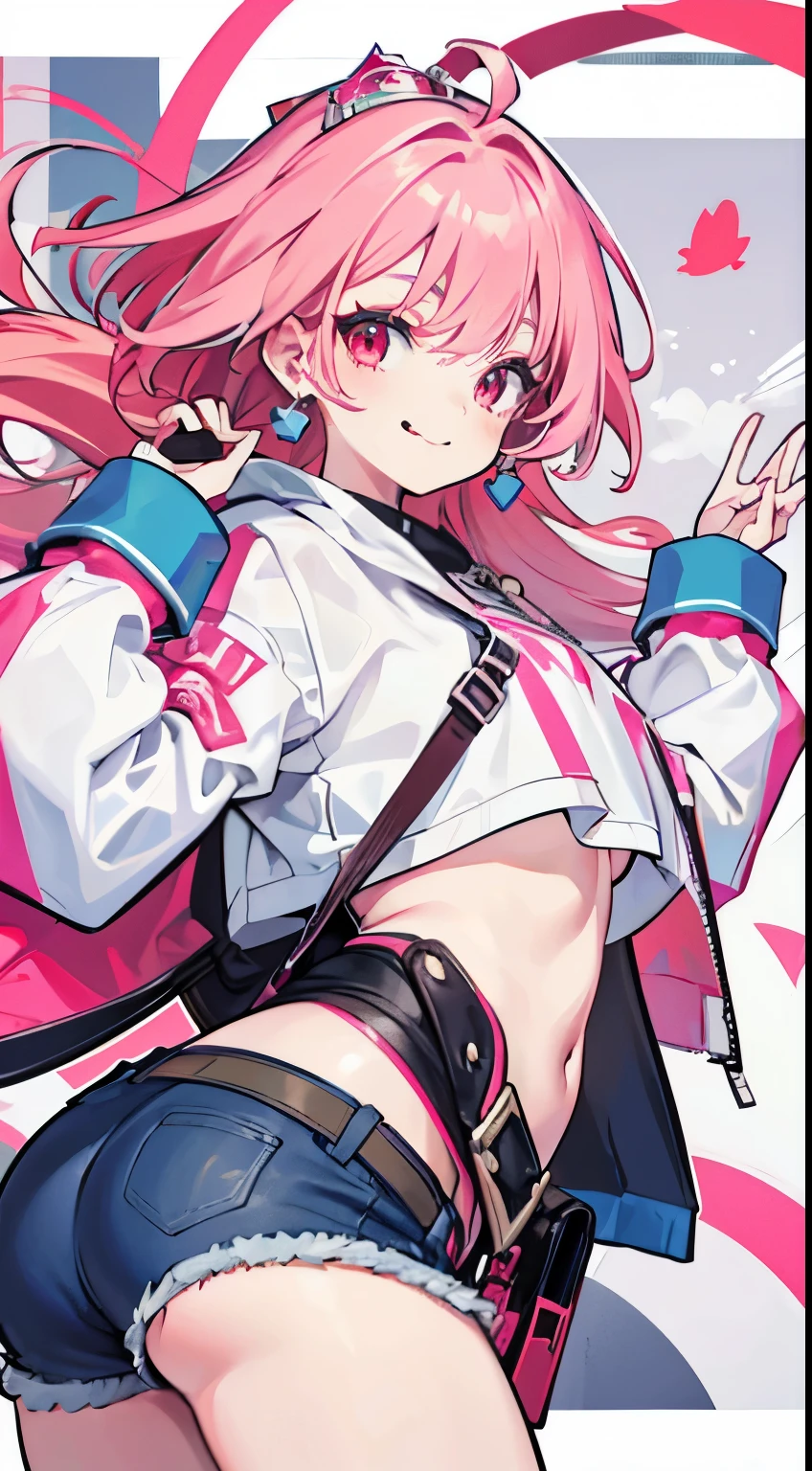 girl,whip,short crop top,hot pantoots,Queen,Shake ack view,,Cord,shackle,red eyes,No underwear,pink hair,big ass,Playful,stick out your tongue,Smile