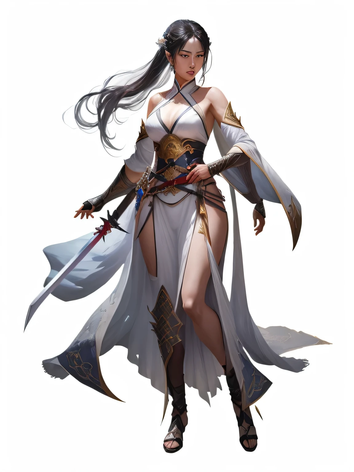 Woman in gauze holding sword,female assassin, full body martial arts, beautiful female assassin, Stunning character art, Epic and beautiful character art, beautiful figure painting, RPG character art, by Zhou Fang, author:Lengmei, feng zhu concept art, author:Yang Jie, full body xianxia, fantasy character art