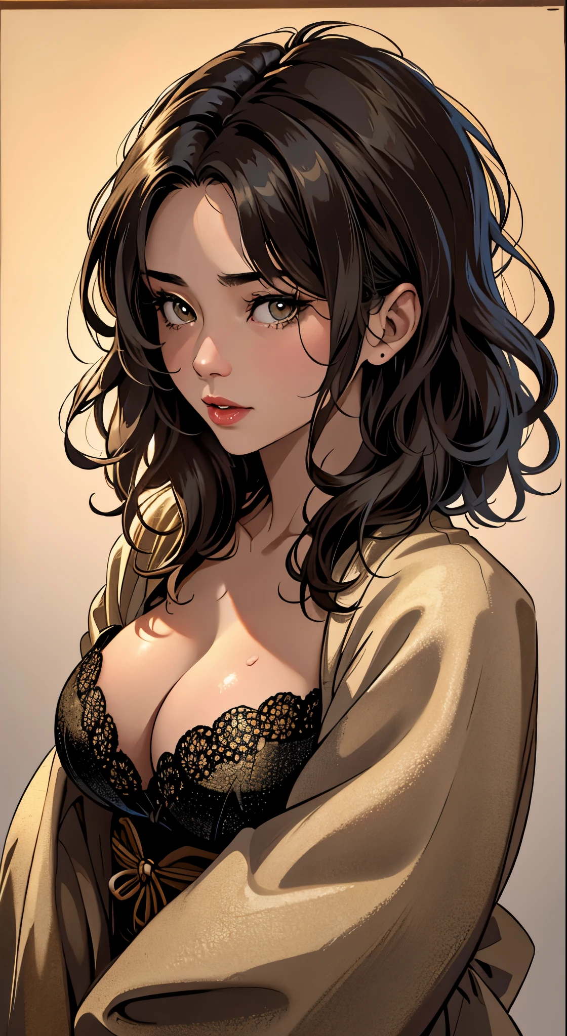 1 milf girl, dark atmosphere, highly detailed skin,, cleavage,old Japanese style village,8k quality, ultra sharp, ultra realistic detailed,