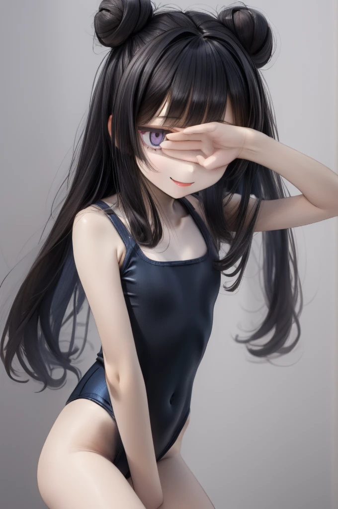 8Year old girl,,,,,,smile,,,,white skin,black haired,purple eyes,Angle of view from above,,(super flat, flat shading, flat color:1.1),(cute:1.2),,lipstick,,swimsuit,covering eyes,,,,,,,,,,,,,,,,,,,,,,,,,,,,,,,,