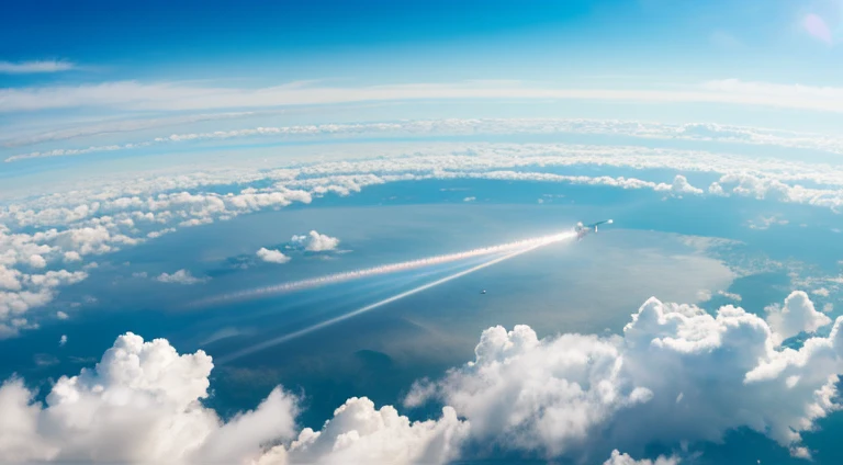 high quality、high resolution photos、technology, Nature and people々々The spirits of are in perfect harmony、A futuristic city that looks like a bright science fiction movie、blue sky、White cloud